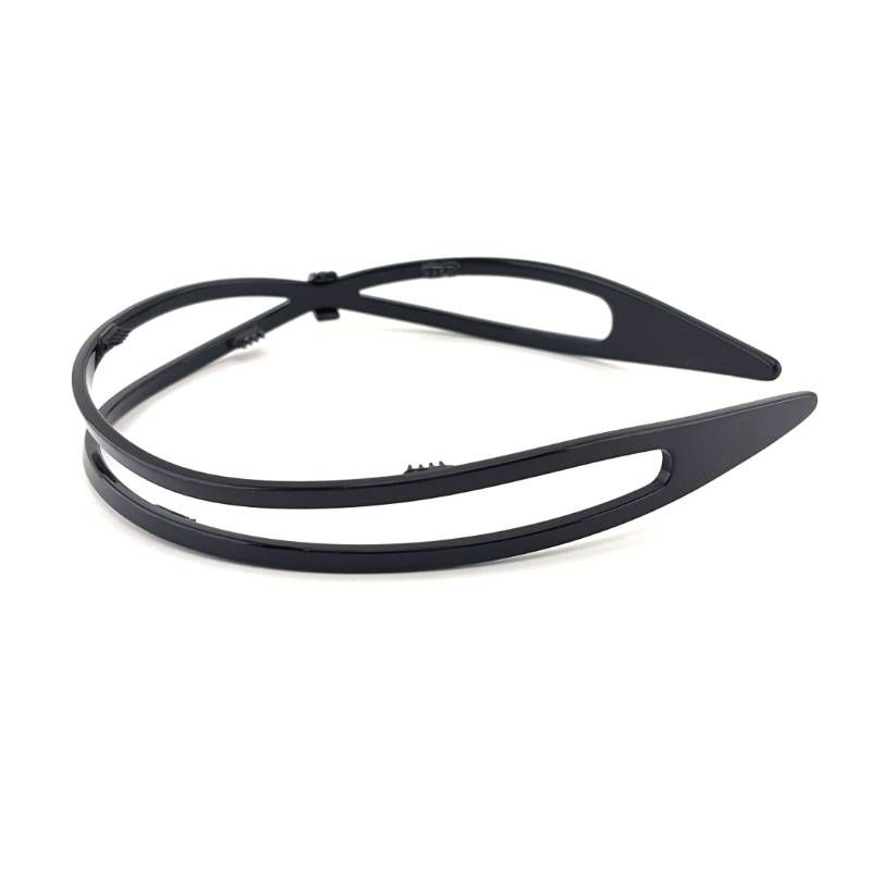 【美品】ALEXANDRE DE PARIS アレクサンドルドゥパリ／アシンメトリーデザイ スワロフスキークリスタル カチューシャ／アセテート・スワロフスキークリスタル／ブラック