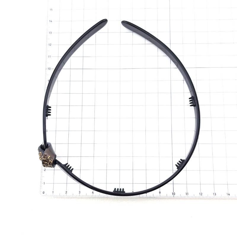 【美品】ALEXANDRE DE PARIS アレクサンドルドゥパリ／ツイスト結びデザイ カラーストーン カチューシャ／アセテート・カラーストーン／ゴールド・パールブラウン