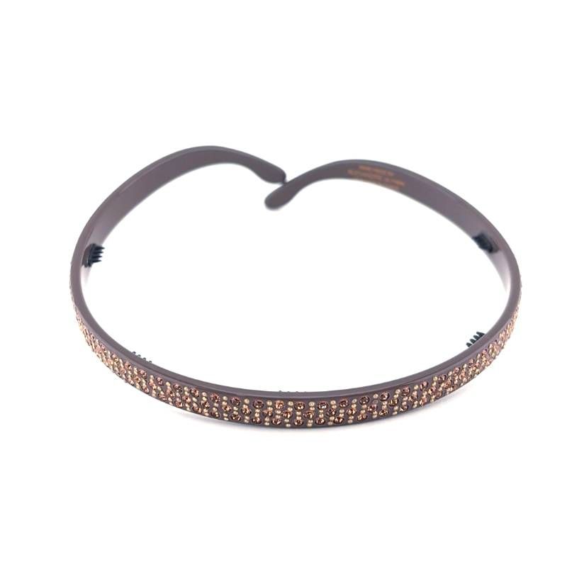 【美品】ALEXANDRE DE PARIS アレクサンドルドゥパリ／カラーストーン カチューシャ／アセテート・カラーストーン／ブラウン・ゴールド