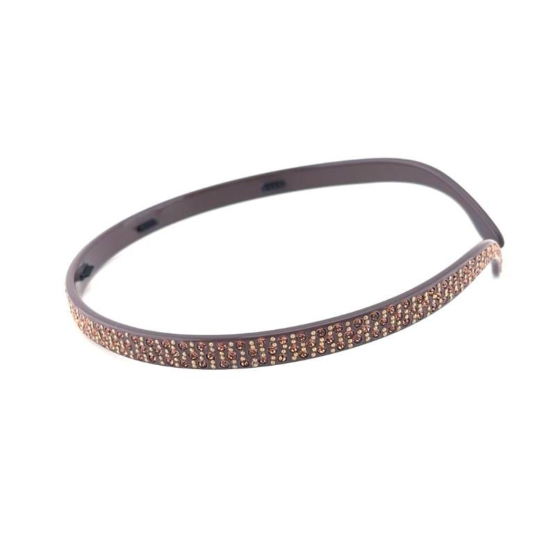 【美品】ALEXANDRE DE PARIS アレクサンドルドゥパリ／カラーストーン カチューシャ／アセテート・カラーストーン／ブラウン・ゴールド