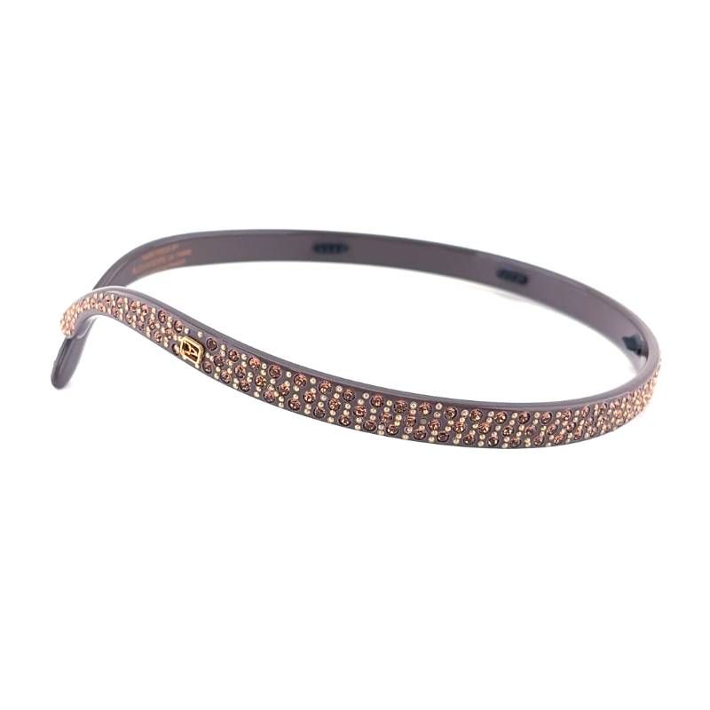 【美品】ALEXANDRE DE PARIS アレクサンドルドゥパリ／カラーストーン カチューシャ／アセテート・カラーストーン／ブラウン・ゴールド