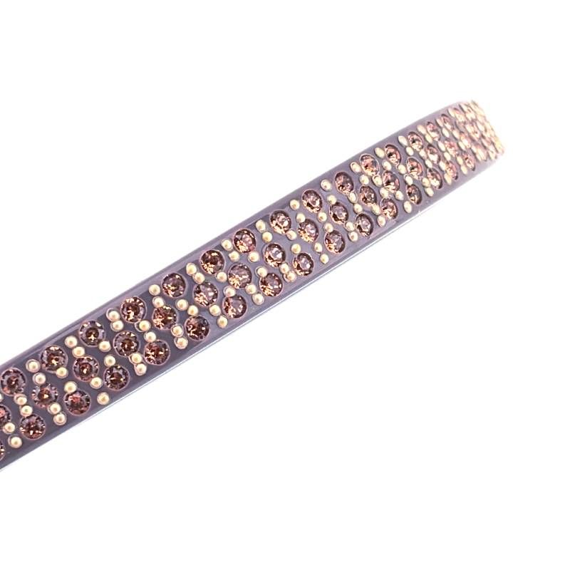 【美品】ALEXANDRE DE PARIS アレクサンドルドゥパリ／カラーストーン カチューシャ／アセテート・カラーストーン／ブラウン・ゴールド