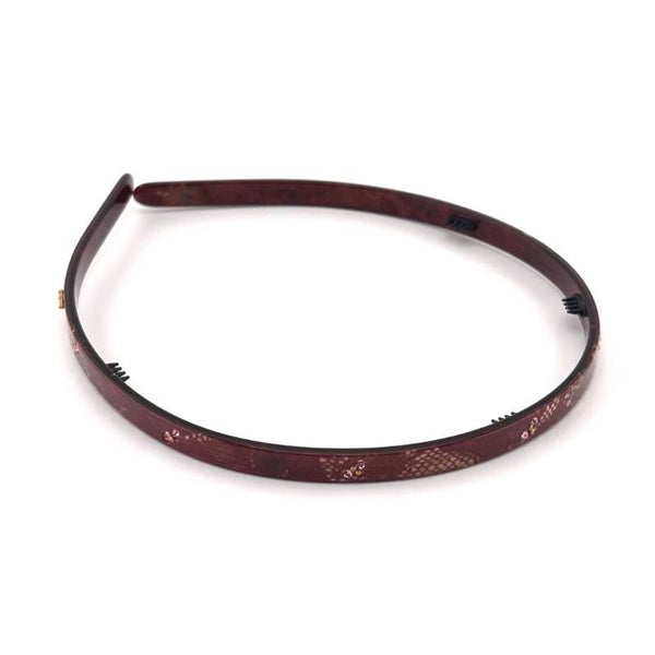 【美品】ALEXANDRE DE PARIS アレクサンドルドゥパリ／パイソン柄 カラーストーン カチューシャ／アセテート・カラーストーン／ワインレッド・ピンク