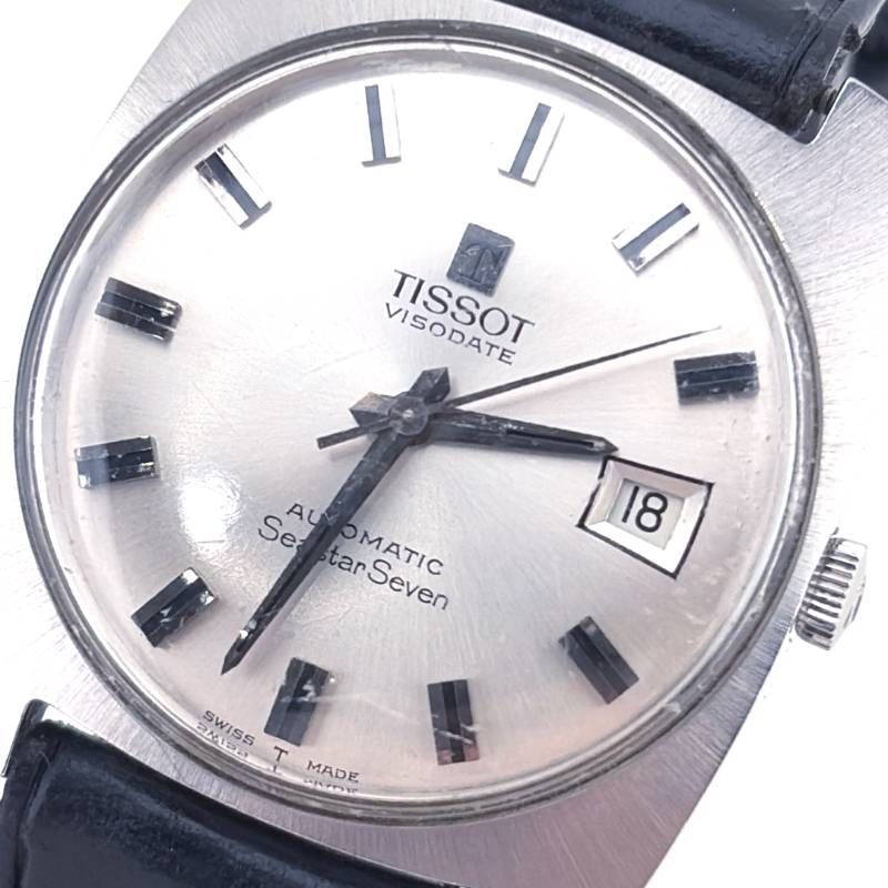 【ヴィンテージ】TISSOT ティソ／ヴィソデート シースターセブン 315T／自動巻き／ステンレス・レザー／シルバー・ブラック