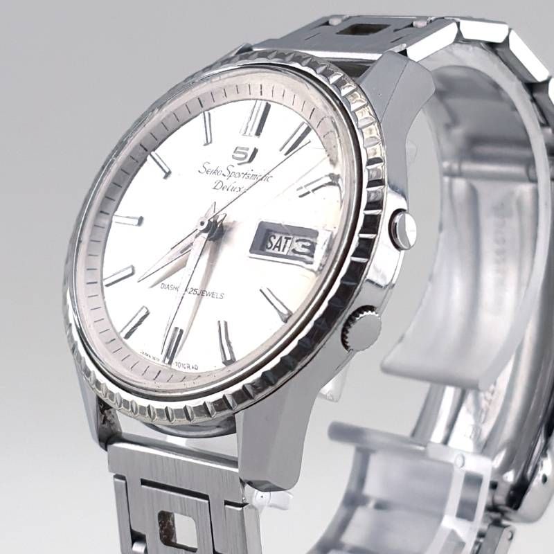 【ヴィンテージ・ケース付き】SEIKO セイコー／セイコー 5 スポーツマチック デラックス フルーテッドベゼル 7619-7050／自動巻き／ステンレス／シルバー