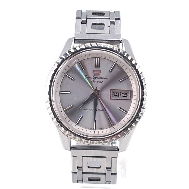 【ヴィンテージ・ケース付き】SEIKO セイコー／セイコー 5 スポーツマチック デラックス フルーテッドベゼル 7619-7050／自動巻き／ステンレス／シルバー