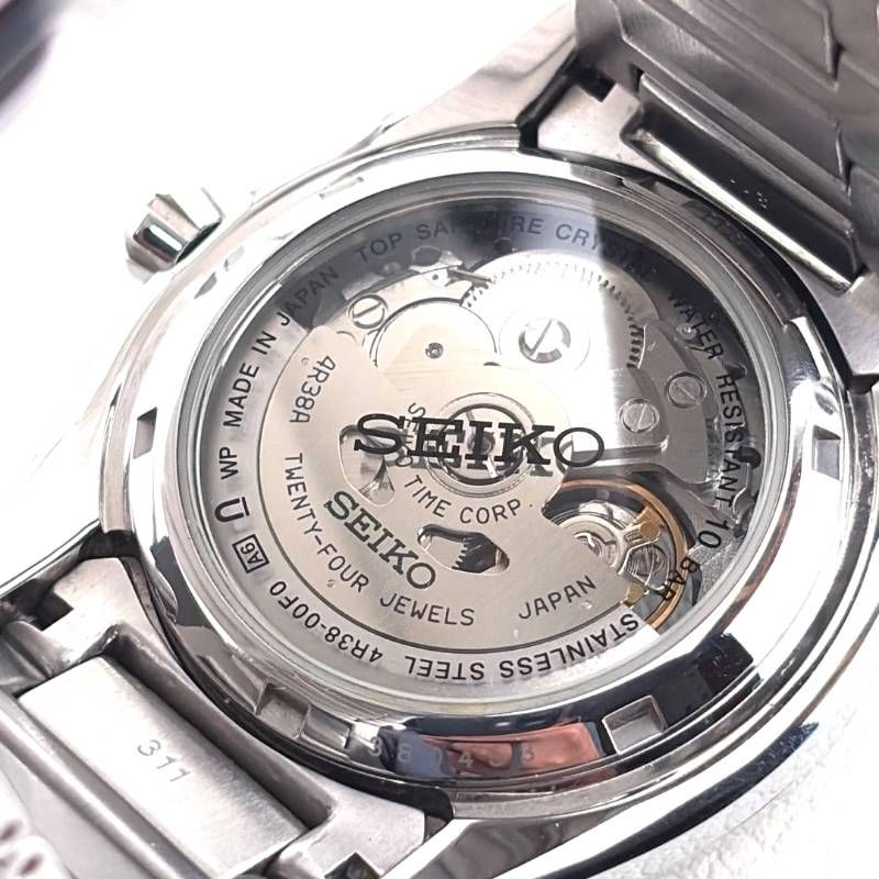 【美品・ケース・取説・保証書（無効）付き】SEIKO セイコー／セイコー プレザージュ オープンハート SARY053 4R38-00F0／自動巻き／ステンレス／シルバー・ダークブルー