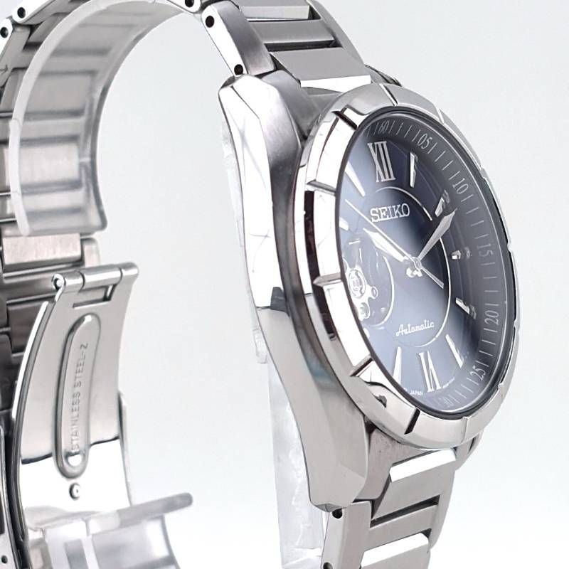 【美品・ケース・取説・保証書（無効）付き】SEIKO セイコー／セイコー プレザージュ オープンハート SARY053 4R38-00F0／自動巻き／ステンレス／シルバー・ダークブルー