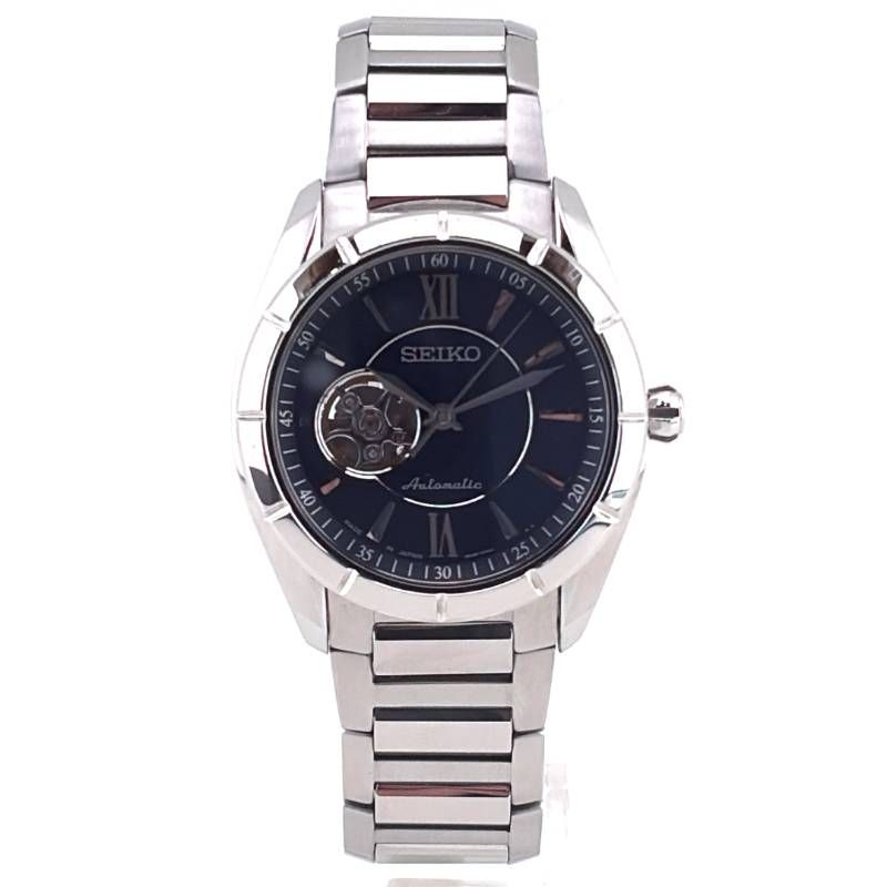 【美品・ケース・取説・保証書（無効）付き】SEIKO セイコー／セイコー プレザージュ オープンハート SARY053 4R38-00F0／自動巻き／ステンレス／シルバー・ダークブルー