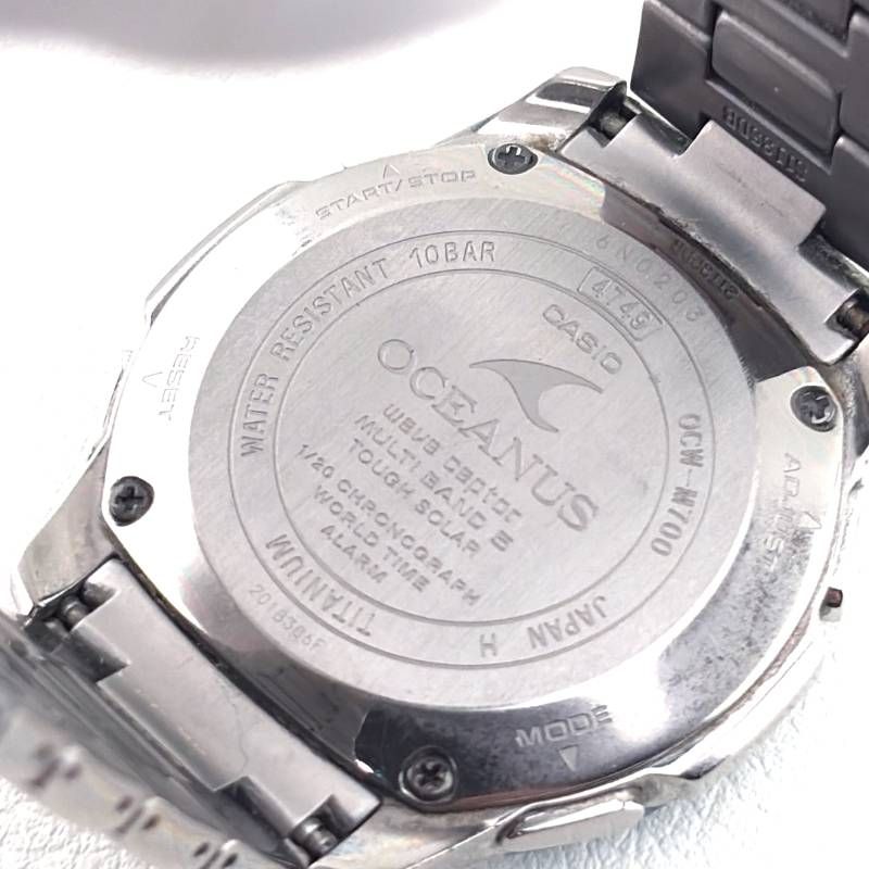 【箱・ケース・コマ・取説付き】CASIO カシオ／オシアナス OCW-M700／ソーラークォーツ／チタン／ダークシルバー・ホワイト・ブルー
