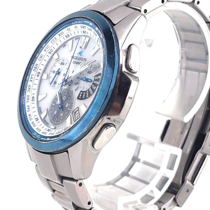 【箱・ケース・コマ・取説付き】CASIO カシオ／オシアナス OCW-M700／ソーラークォーツ／チタン／ダークシルバー・ホワイト・ブルー