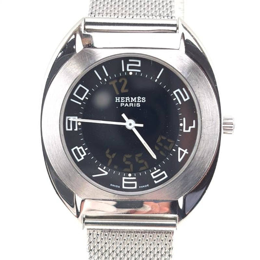 【美品・ベルト交換】HERMES エルメス／エスパス デジアナ ES1.710／クォーツ／ステンレス／シルバー・ブラック