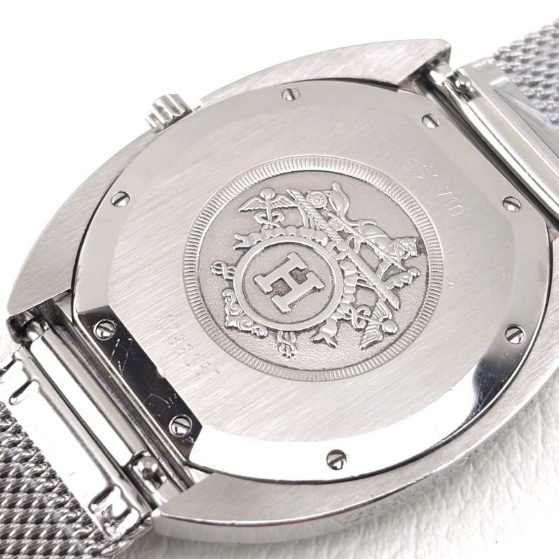 【美品・ベルト交換】HERMES エルメス／エスパス デジアナ ES1.710／クォーツ／ステンレス／シルバー・ブラック