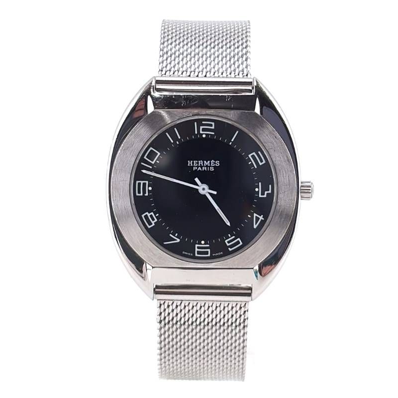 【美品・ベルト交換】HERMES エルメス／エスパス デジアナ ES1.710／クォーツ／ステンレス／シルバー・ブラック