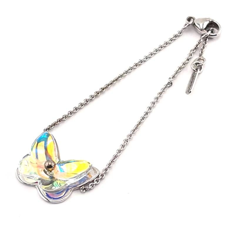 【美品】BACCARAT バカラ／イリゼ パピヨン ブレスレット／クリスタルグラス・メタル／マルチカラー・シルバー／BC687