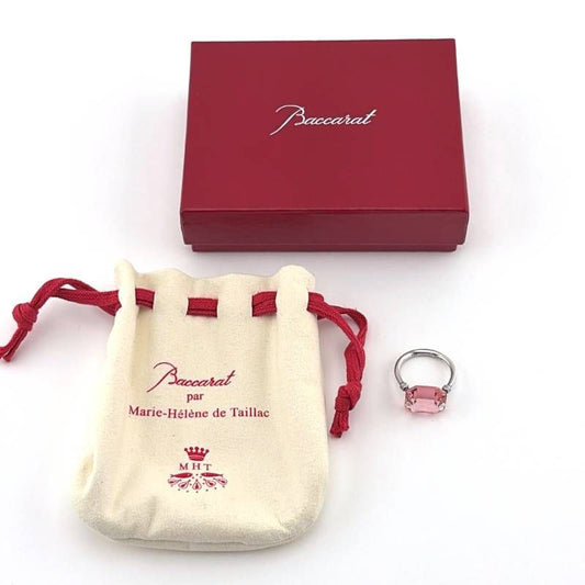 【希少・美品・箱・保管袋付き】BACCARAT バカラ／マリーエレーヌ・ドゥ・タイヤックがコラボ オクトゴン リング／約14号／SV925・クリスタルグラス／シルバー・ピンク／BC688
