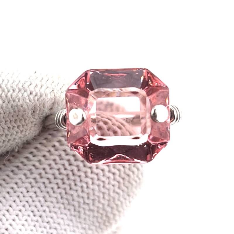 【希少・美品・箱・保管袋付き】BACCARAT バカラ／マリーエレーヌ・ドゥ・タイヤックがコラボ オクトゴン リング／約14号／SV925・クリスタルグラス／シルバー・ピンク／BC688