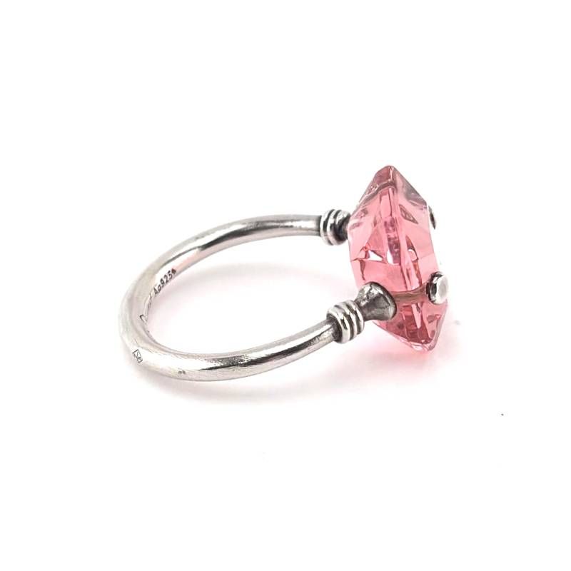 【希少・美品・箱・保管袋付き】BACCARAT バカラ／マリーエレーヌ・ドゥ・タイヤックがコラボ オクトゴン リング／約14号／SV925・クリスタルグラス／シルバー・ピンク／BC688