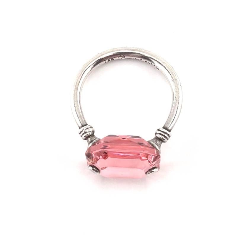 【希少・美品・箱・保管袋付き】BACCARAT バカラ／マリーエレーヌ・ドゥ・タイヤックがコラボ オクトゴン リング／約14号／SV925・クリスタルグラス／シルバー・ピンク／BC688
