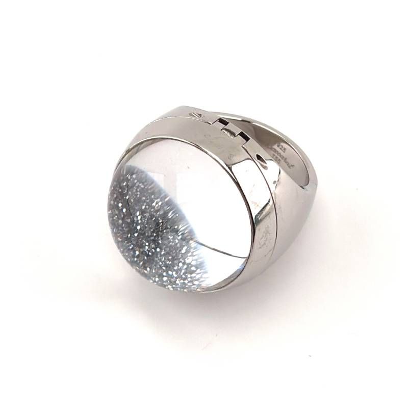 【希少・美品・箱付き】BACCARAT バカラ／ビー・イン・ラブコレクション ロケット リング／約15号／SV925・クリスタルグラス／シルバー・クリア／BC689