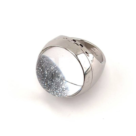 【希少・美品・箱付き】BACCARAT バカラ／ビー・イン・ラブコレクション ロケット リング／約15号／SV925・クリスタルグラス／シルバー・クリア／BC689