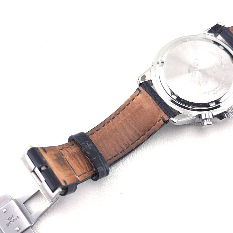 【美品】SEIKO セイコー／プロスペックス スカイプロフェッショナル クロノグラフ SSC013P1 V172-0AC0／ソーラークォーツ／ステンレス・レザー／シルバー・ブラック・ホワイト