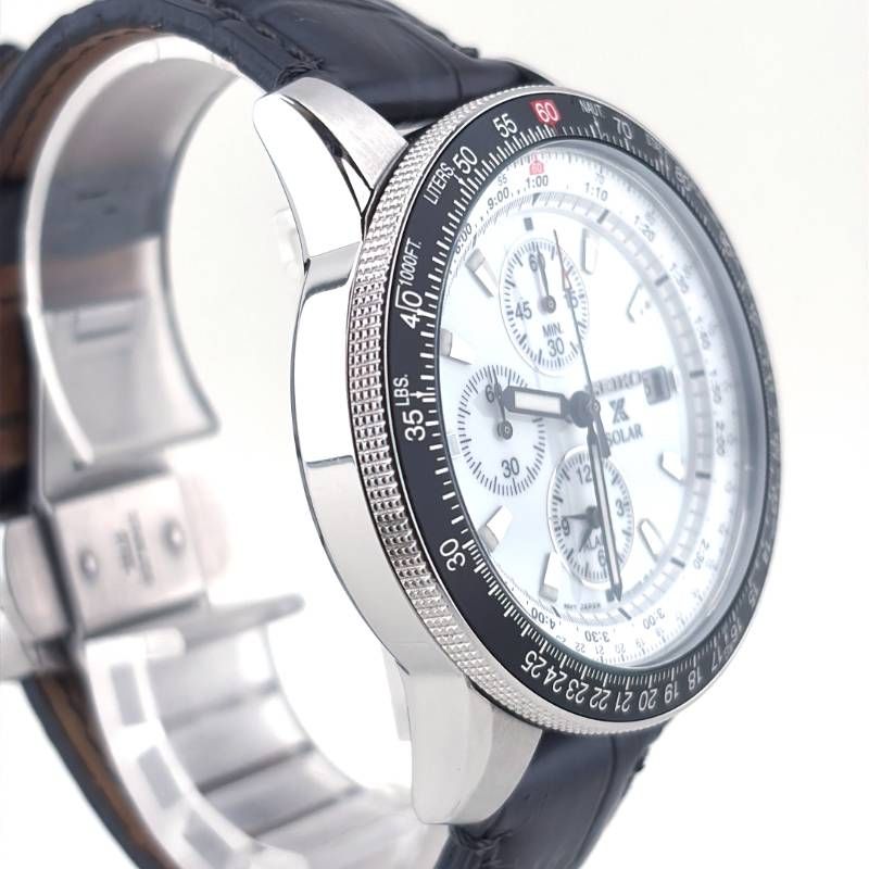 【美品】SEIKO セイコー／プロスペックス スカイプロフェッショナル クロノグラフ SSC013P1 V172-0AC0／ソーラークォーツ／ステンレス・レザー／シルバー・ブラック・ホワイト