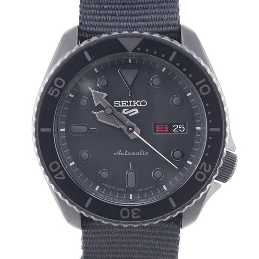 【美品・ケース・取説付き】SEIKO セイコー／5スポーツ SBSA025 4R36-07G0／自動巻き／ステンレス・キャンバス／ブラック
