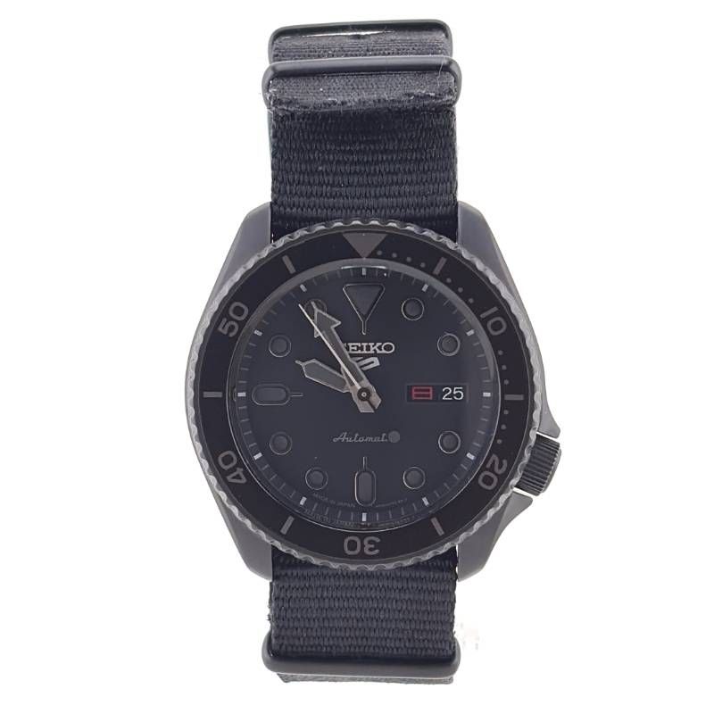 【美品・ケース・取説付き】SEIKO セイコー／5スポーツ SBSA025 4R36-07G0／自動巻き／ステンレス・キャンバス／ブラック