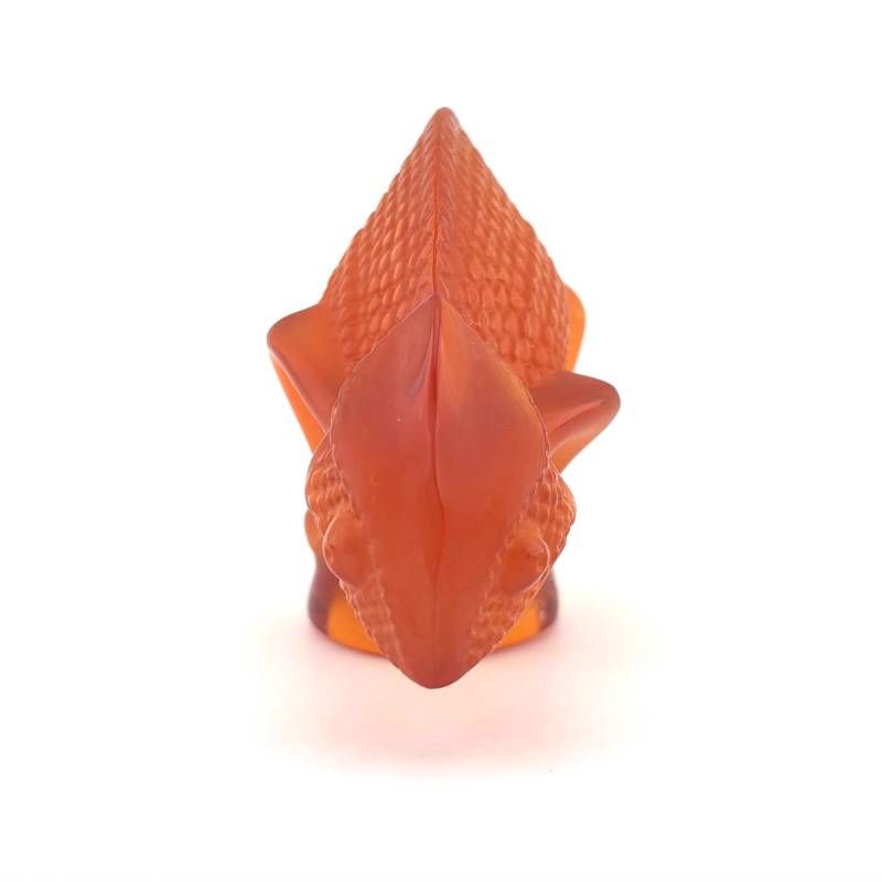 【希少・美品・箱付き】LALIQUE ラリック／タイタ Tai-Ta カメレオン ペーパーウェイト／クリスタルグラス／オレンジ