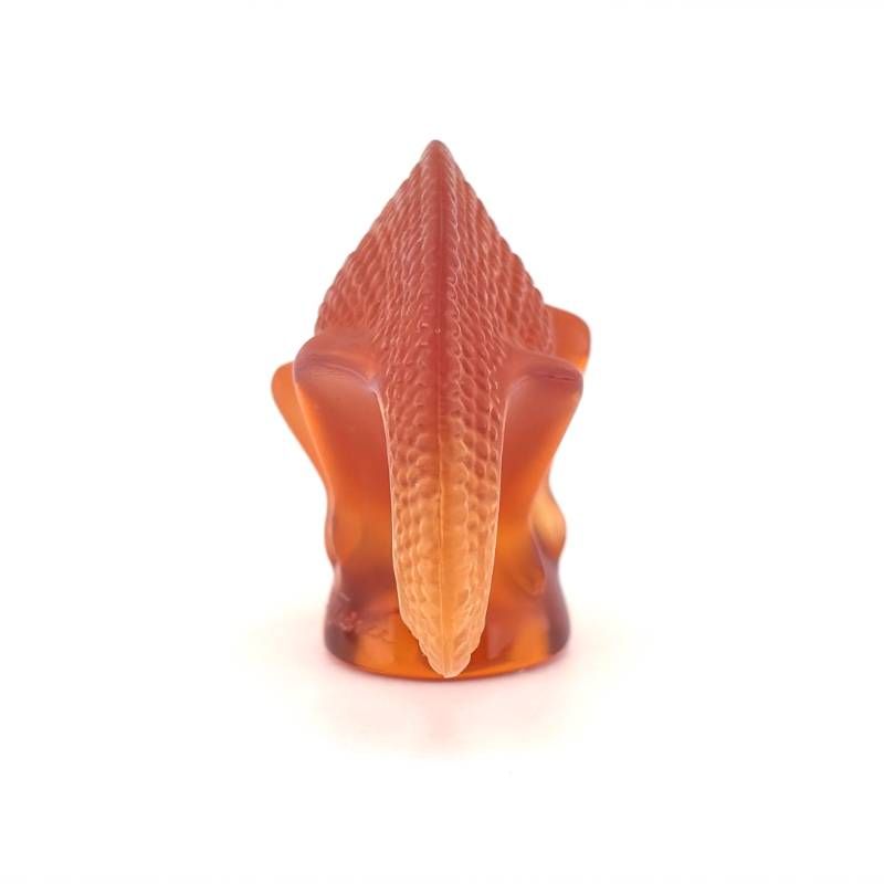 【希少・美品・箱付き】LALIQUE ラリック／タイタ Tai-Ta カメレオン ペーパーウェイト／クリスタルグラス／オレンジ