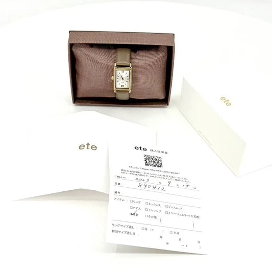 【美品・箱付き】ete エテ／レディース 腕時計 89041／クォーツ／GP・レザー／ゴールド・ベージュブラウン