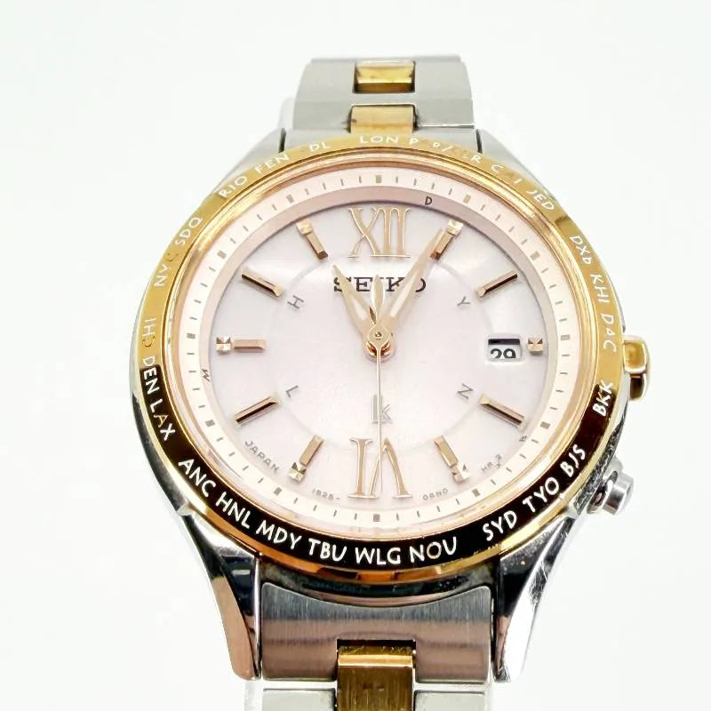 【美品】SEIKO セイコー／ルキア 1B25-0AH0／ソーラークォーツ／SS／シルバー・ゴールド・ピンク