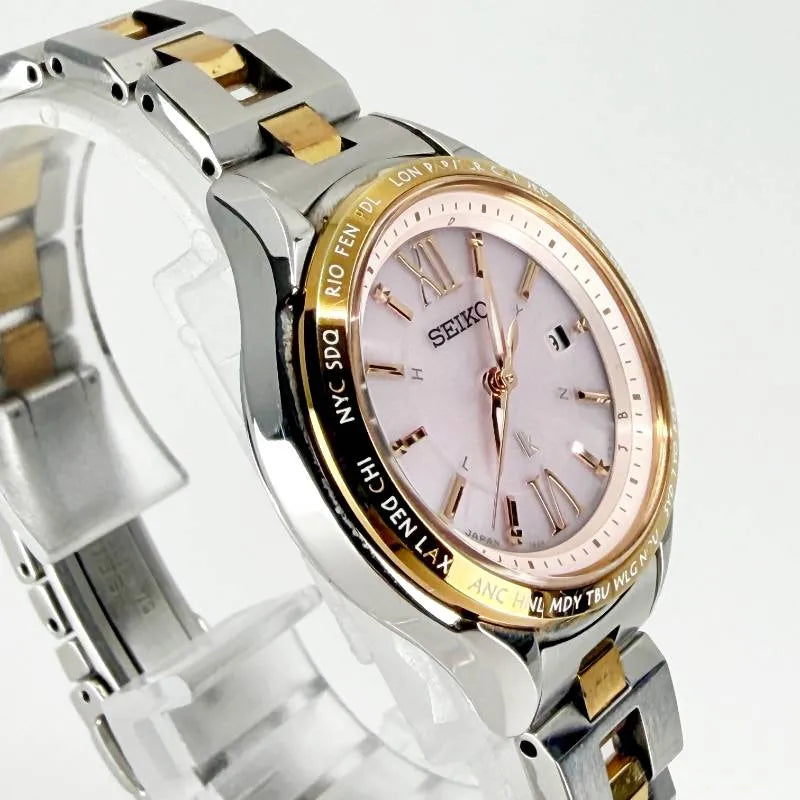 【美品】SEIKO セイコー／ルキア 1B25-0AH0／ソーラークォーツ／SS／シルバー・ゴールド・ピンク