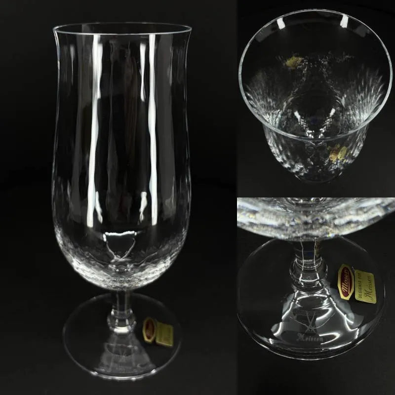 【美品・箱付き】MEISSEN マイセン／波の戯れ ワイングラス 6点セット／クリスタルグラス／クリア