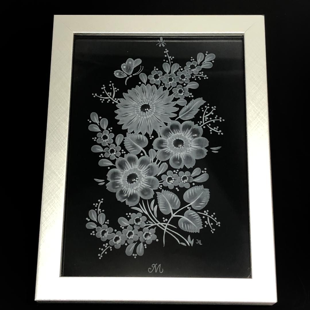 【希少美品・箱付き】Meissen crystal マイセンクリスタル／高級 ガラスプラーク／マイセンフラワー 花 ガラス エングレービング 彫刻／クリスタル／ホワイト・クリア