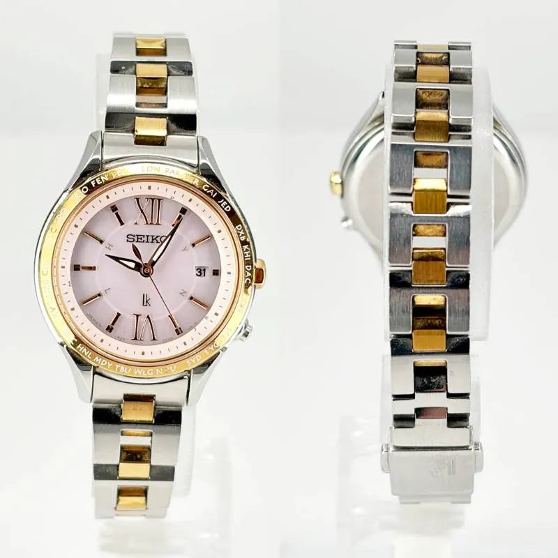 【美品】SEIKO セイコー／ルキア 1B25-0AH0／ソーラークォーツ／SS／シルバー・ゴールド・ピンク