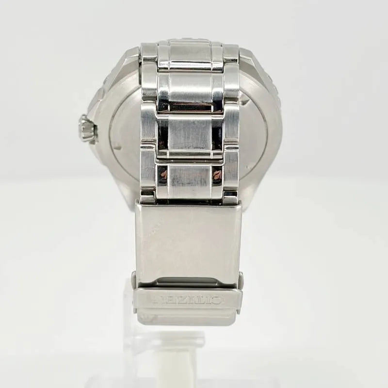 【美品】CITIZEN シチズン／エコドライブ E168-S111510／ソーラークォーツ／ステンレス／シルバー・ブルー