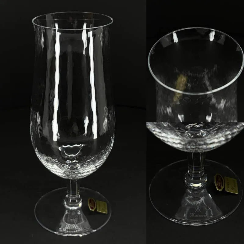 【美品・箱付き】MEISSEN マイセン／波の戯れ ワイングラス 6点セット／クリスタルグラス／クリア