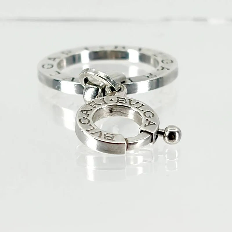 【美品】BVLGARI ブルガリ／ロゴサークル ペンダントトップ ネックレス チャーム ／SV925／シルバー