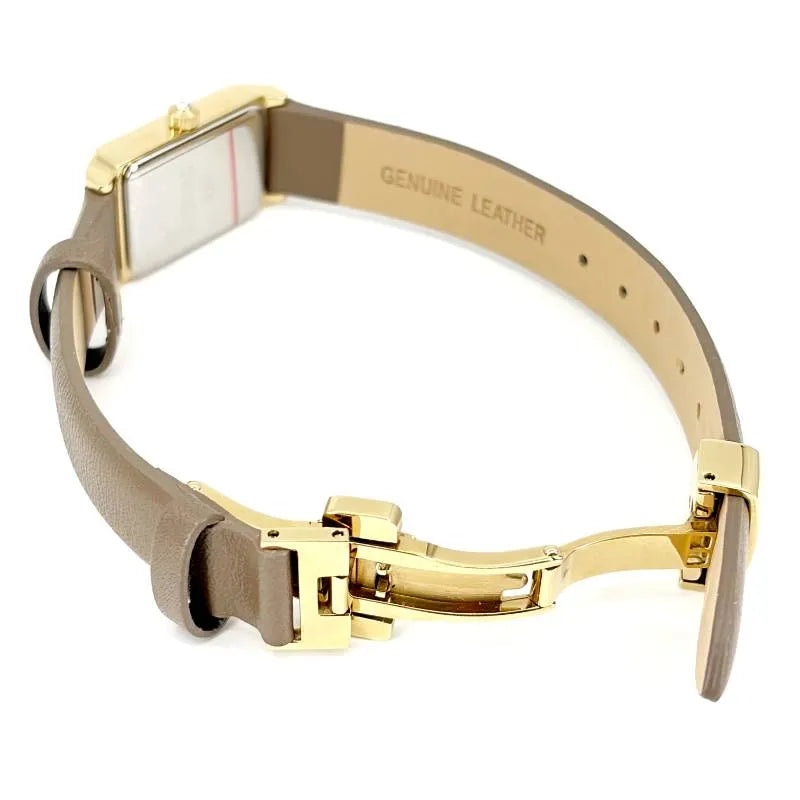 【美品・箱付き】ete エテ／レディース 腕時計 89041／クォーツ／GP・レザー／ゴールド・ベージュブラウン