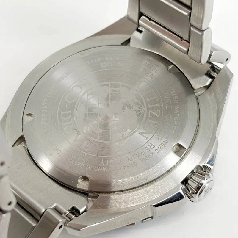 【美品】CITIZEN シチズン／エコドライブ E168-S111510／ソーラークォーツ／ステンレス／シルバー・ブルー