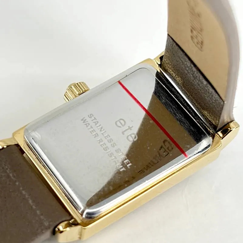 【美品・箱付き】ete エテ／レディース 腕時計 89041／クォーツ／GP・レザー／ゴールド・ベージュブラウン