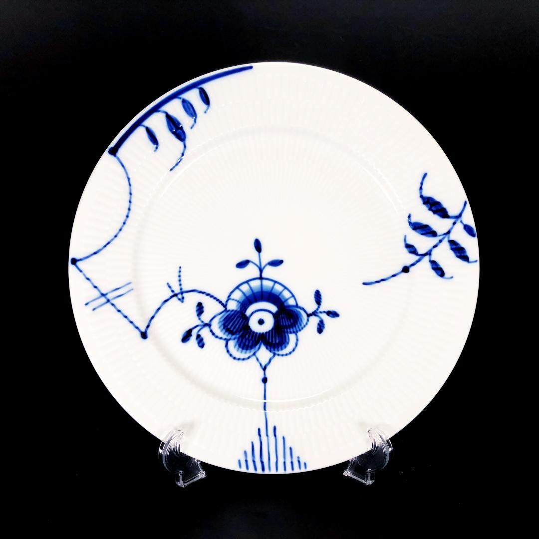 【美品】Royal Copenhagen ロイヤルコペンハーゲン／ブルーフルーテッド メガ プレート 大皿／28cm／RB2／陶器／ホワイト・ブルー