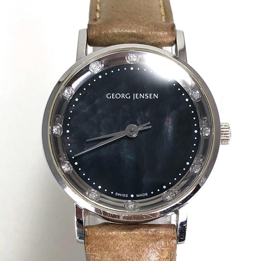 Georg Jensen ジョージジェンセン／コッペルウォッチ 424／クォーツ／12ポイントダイヤ シェル文字盤／ステンレス