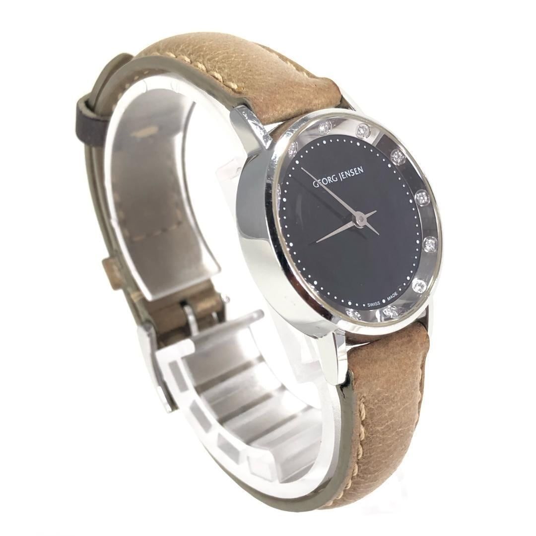 Georg Jensen ジョージジェンセン／コッペルウォッチ 424／クォーツ／12ポイントダイヤ シェル文字盤／ステンレス