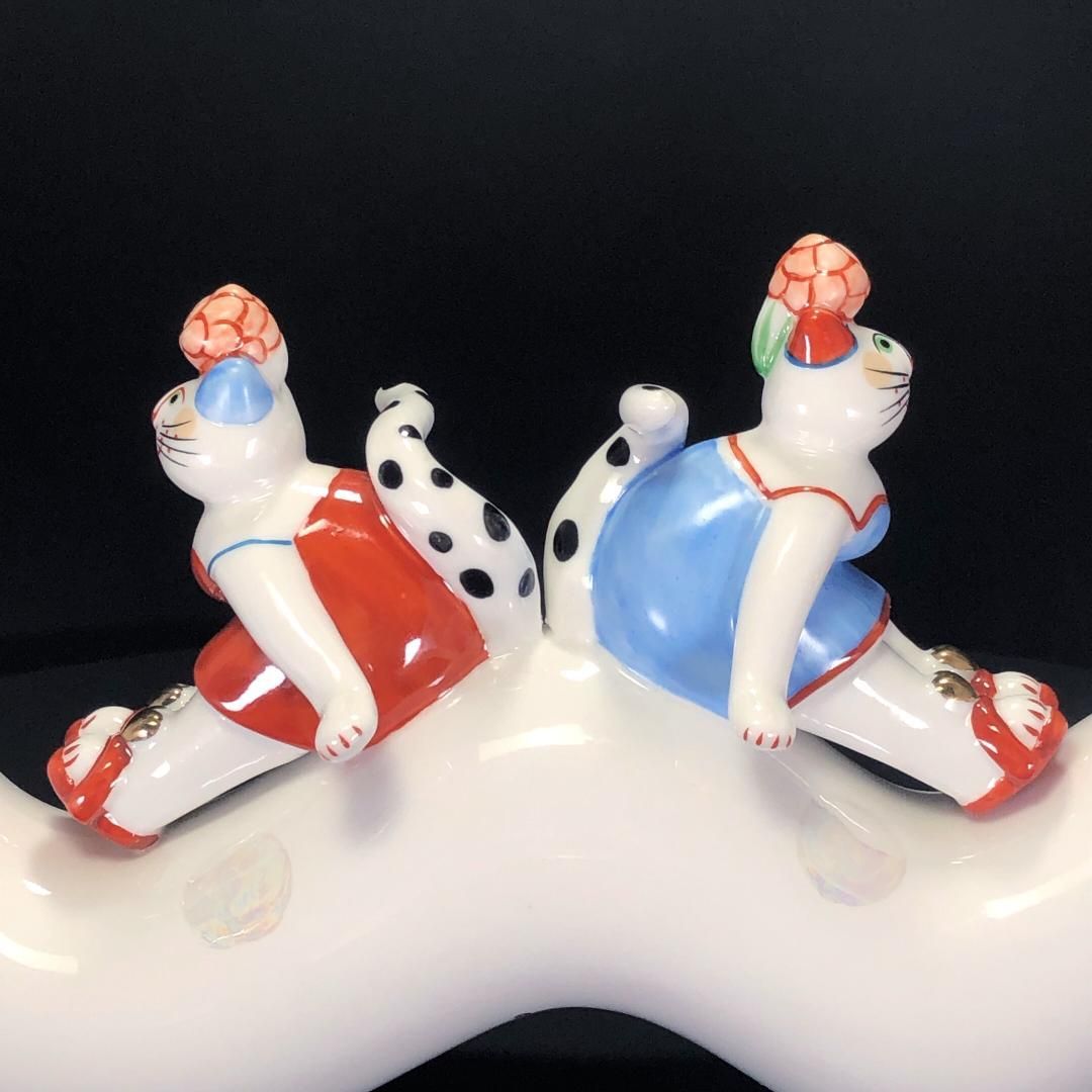 【美品】VILLEROY & BOCH ビレロイアンドボッホ／ベネディクト キャンドルホルダー／猫・ねずみ／陶器／マルチカラー