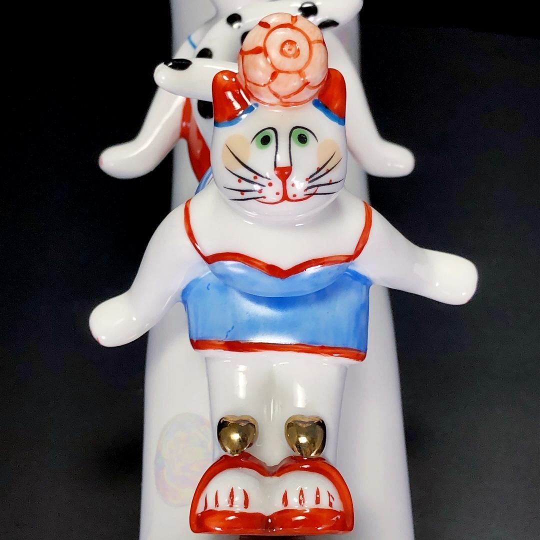 【美品】VILLEROY & BOCH ビレロイアンドボッホ／ベネディクト キャンドルホルダー／猫・ねずみ／陶器／マルチカラー