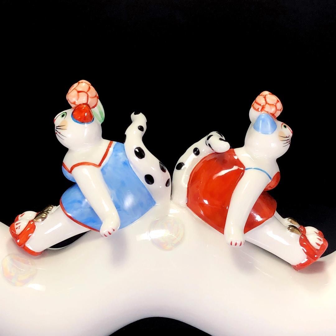 【美品】VILLEROY & BOCH ビレロイアンドボッホ／ベネディクト キャンドルホルダー／猫・ねずみ／陶器／マルチカラー