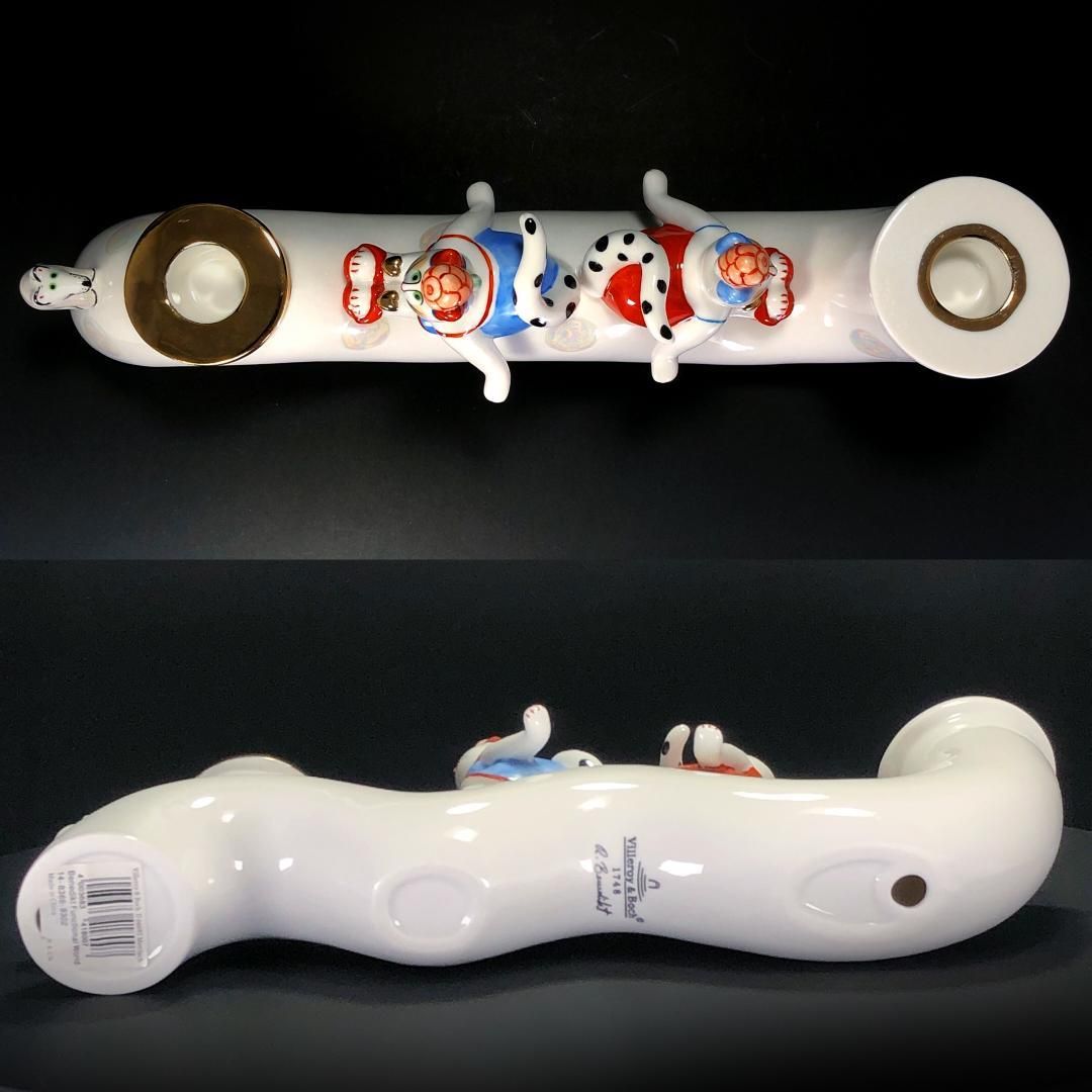 【美品】VILLEROY & BOCH ビレロイアンドボッホ／ベネディクト キャンドルホルダー／猫・ねずみ／陶器／マルチカラー